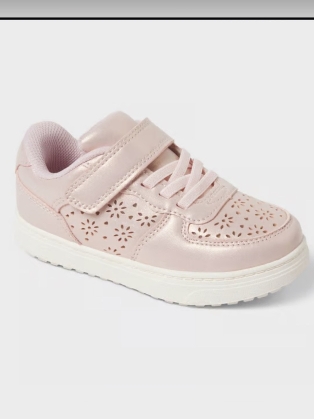NWT Cat & Jack Jaid Hook & Loop Closure Court Sneakers SZ 11 Girls Metallic Pink
